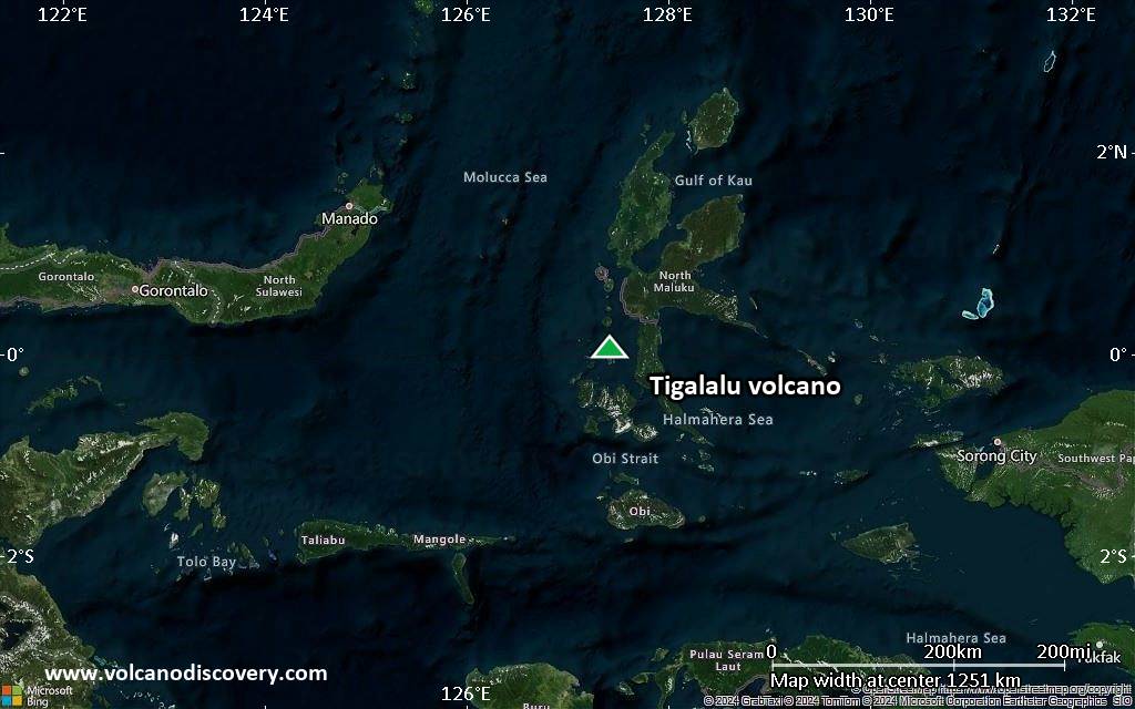 Satellite/aerial-type map of Tigalalu volcano (region scale small)