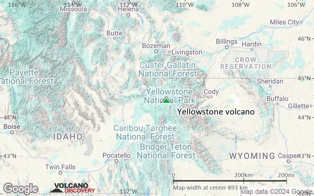 Terrain-type map of Yellowstone volcano (region scale small)