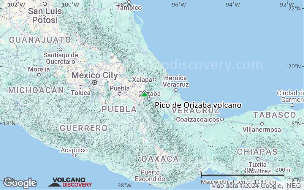 Terrain-type map of Pico de Orizaba volcano (region scale small)