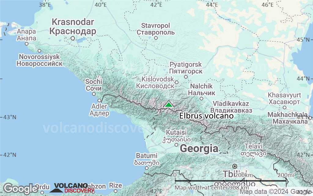 Terrain-type map of Elbrus volcano (region scale small)