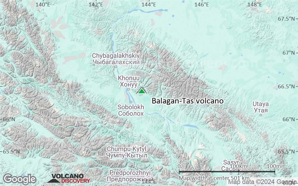 Terrain-type map of Balagan-Tas volcano (region scale small)