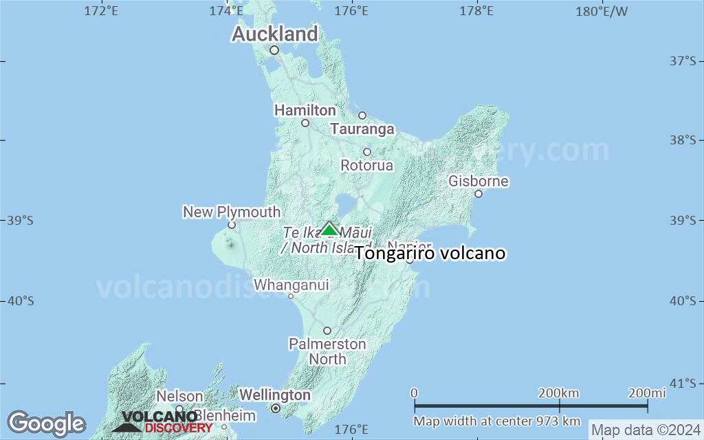Terrain-type map of Tongariro volcano (region scale small)