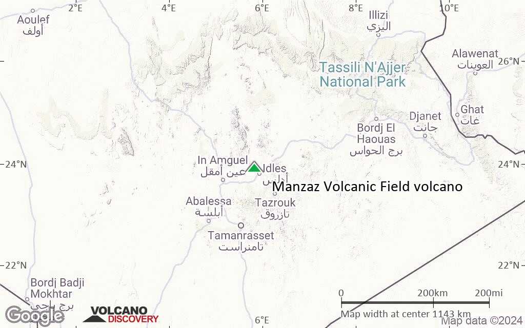 Terrain-type map of Manzaz Volcanic Field volcano (region scale small)