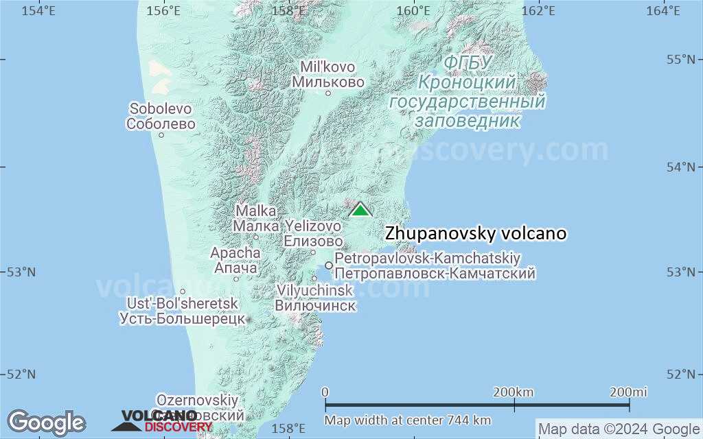 Terrain-type map of Zhupanovsky volcano (region scale small)