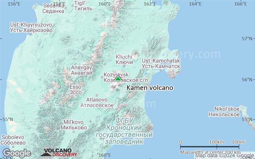 Terrain-type map of Kamen volcano (region scale small)