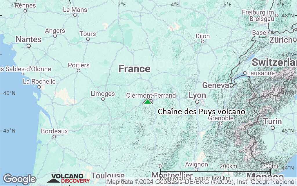 Terrain-type map of Chaîne des Puys volcano (region scale small)