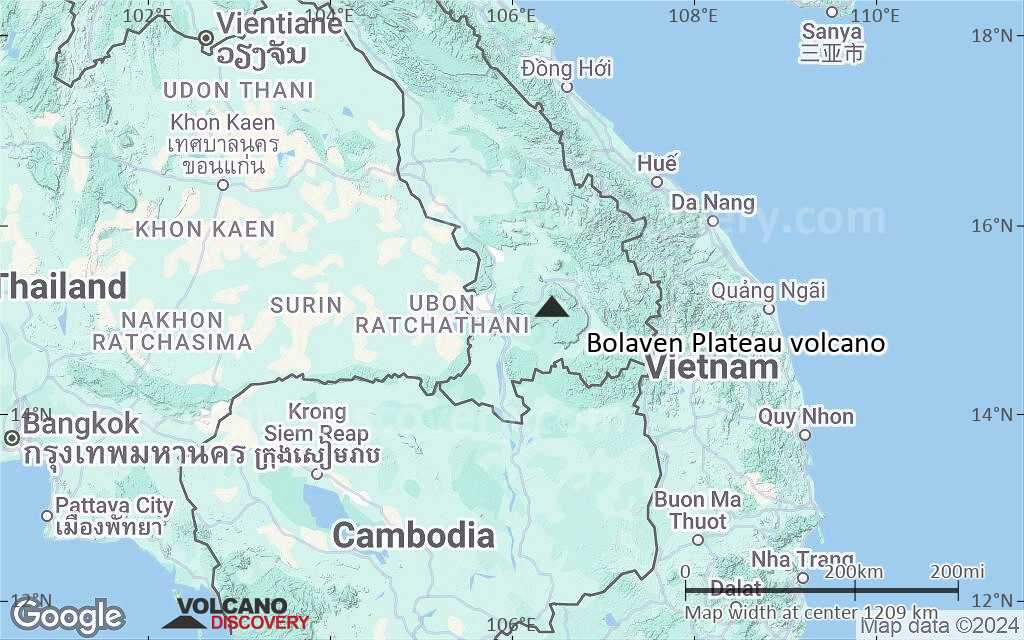 Terrain-type map of Bolaven Plateau volcano (region scale small)