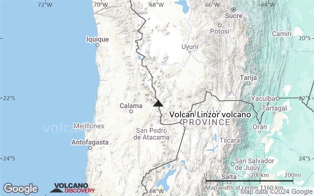 Terrain-type map of Volcan Linzor volcano (region scale small)