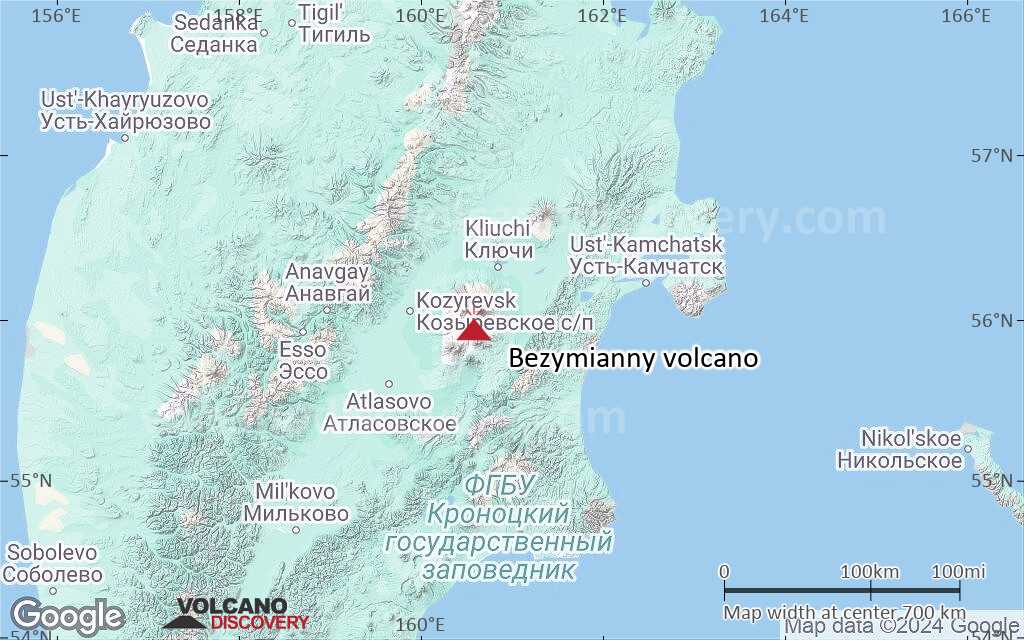 Terrain-type map of Bezymianny volcano (region scale small)