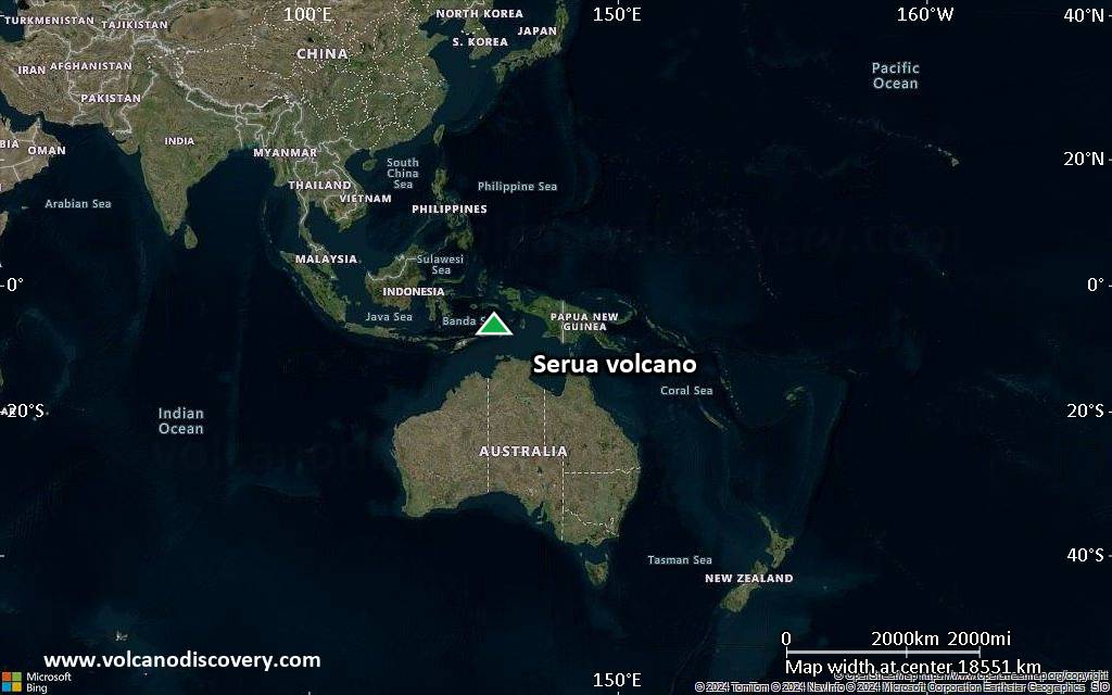 Satellite/aerial-type map of Serua volcano (world scale)