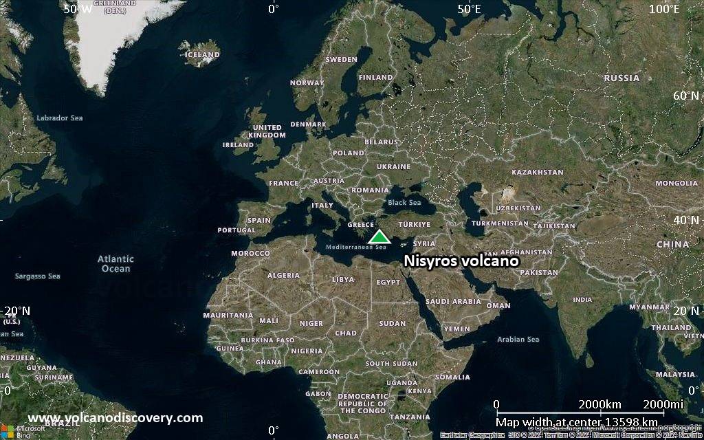 Satellite/aerial-type map of Nisyros volcano (world scale)