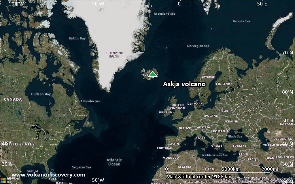 Satellite/aerial-type map of Askja volcano (world scale)