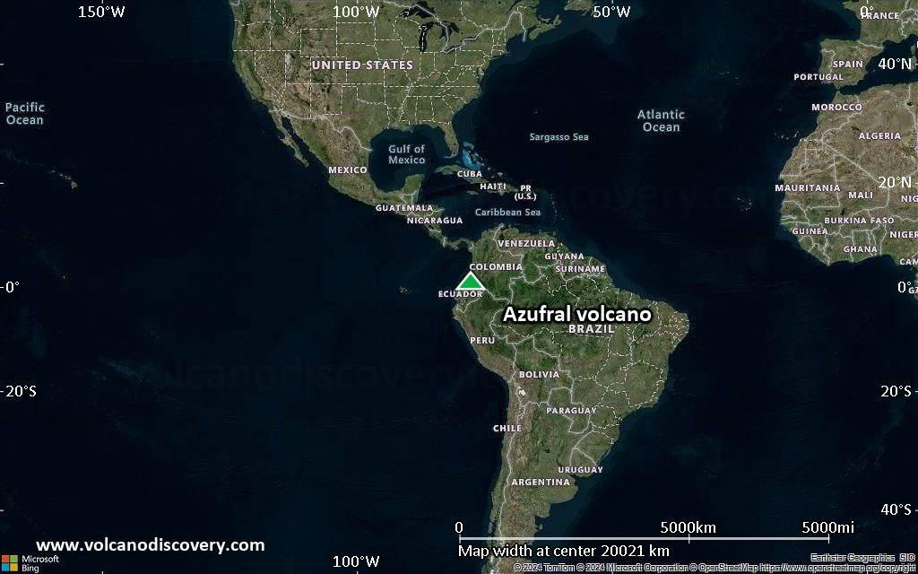 Satellite/aerial-type map of Azufral volcano (world scale)