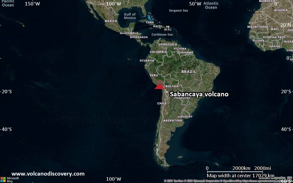 Satellite/aerial-type map of Sabancaya volcano (world scale)