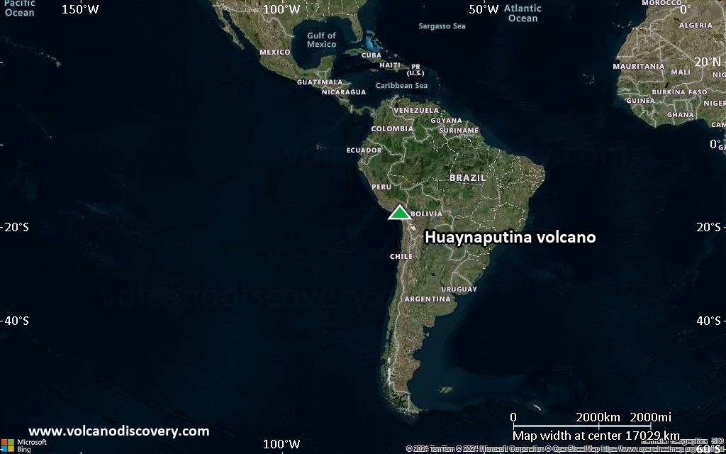 Satellite/aerial-type map of Huaynaputina volcano (world scale)