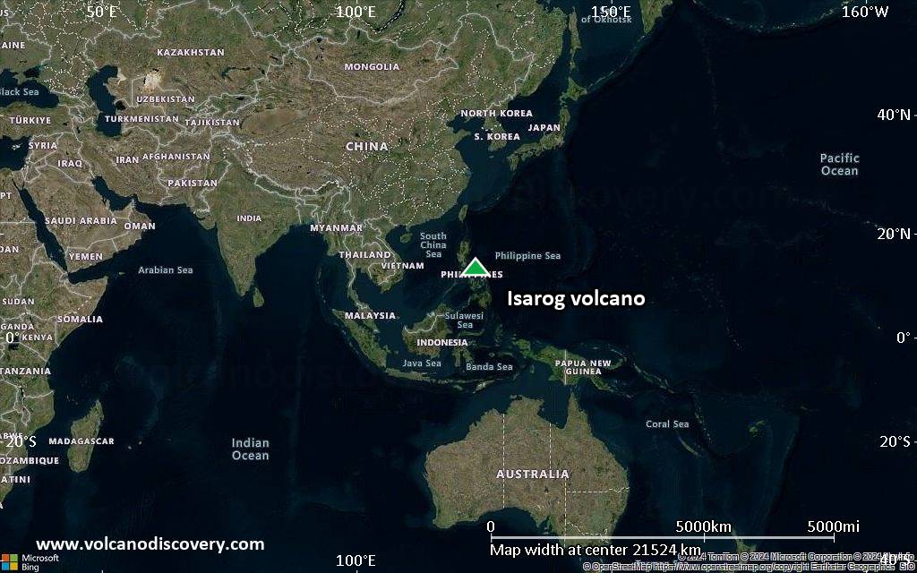 Satellite/aerial-type map of Isarog volcano (world scale)