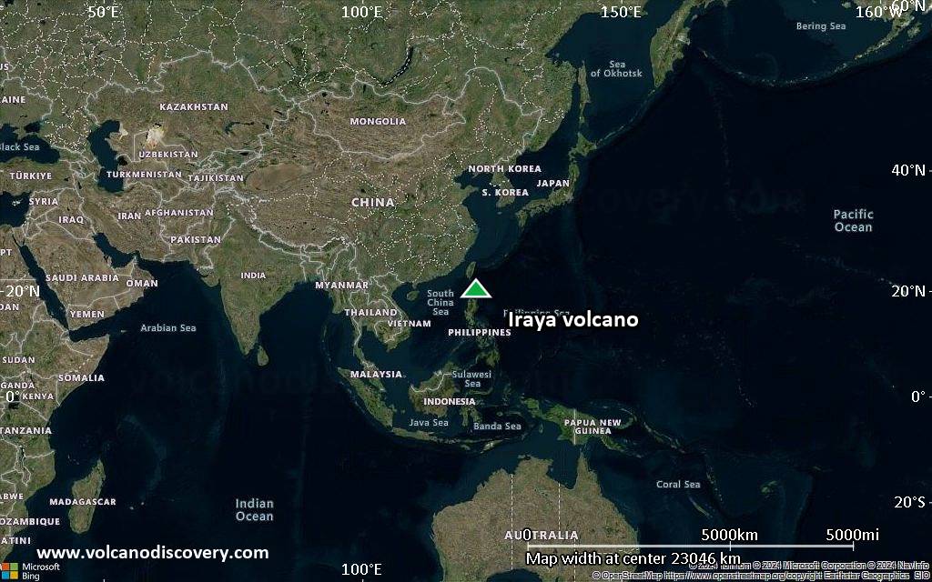 Satellite/aerial-type map of Iraya volcano (world scale)