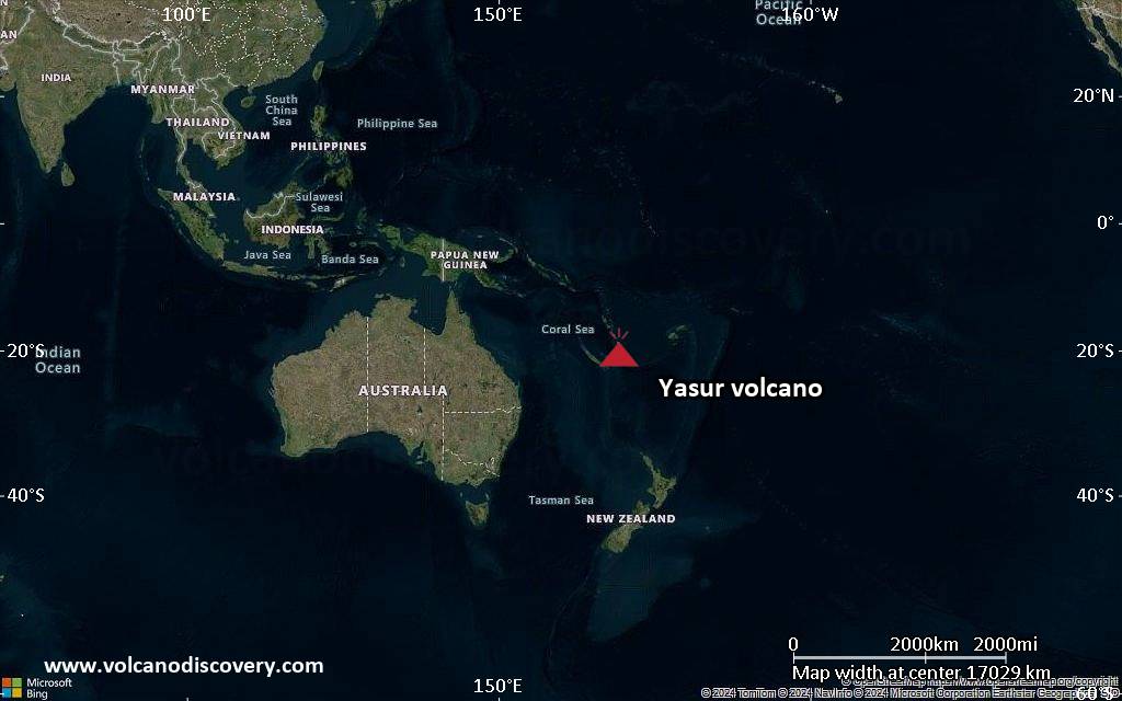Satellite/aerial-type map of Yasur volcano (world scale)