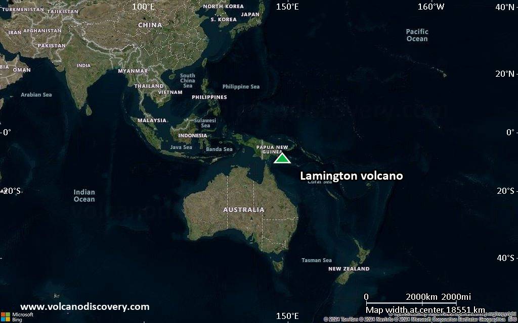 Satellite/aerial-type map of Lamington volcano (world scale)
