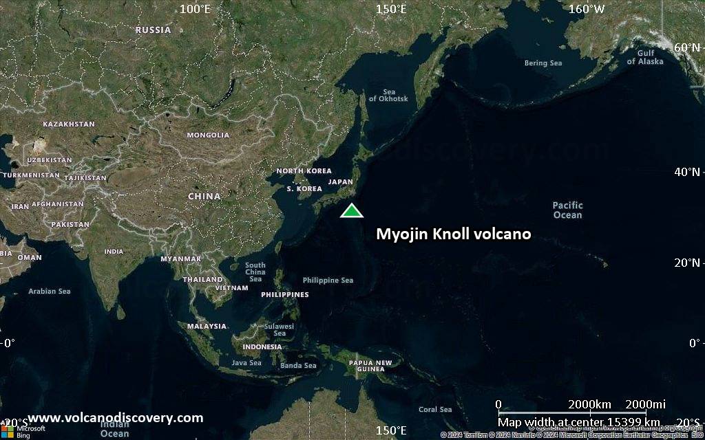 Satellite/aerial-type map of Myojin Knoll volcano (world scale)