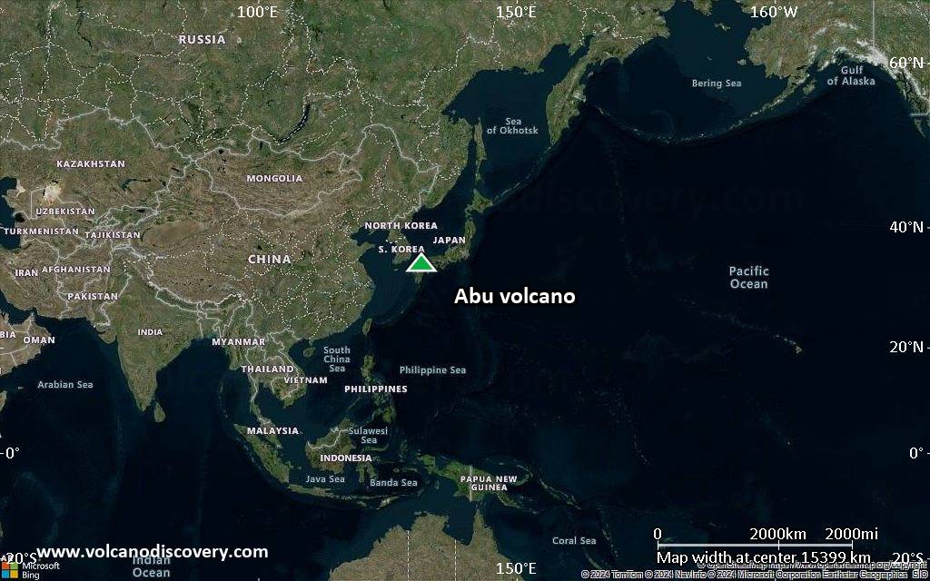 Satellite/aerial-type map of Abu volcano (world scale)