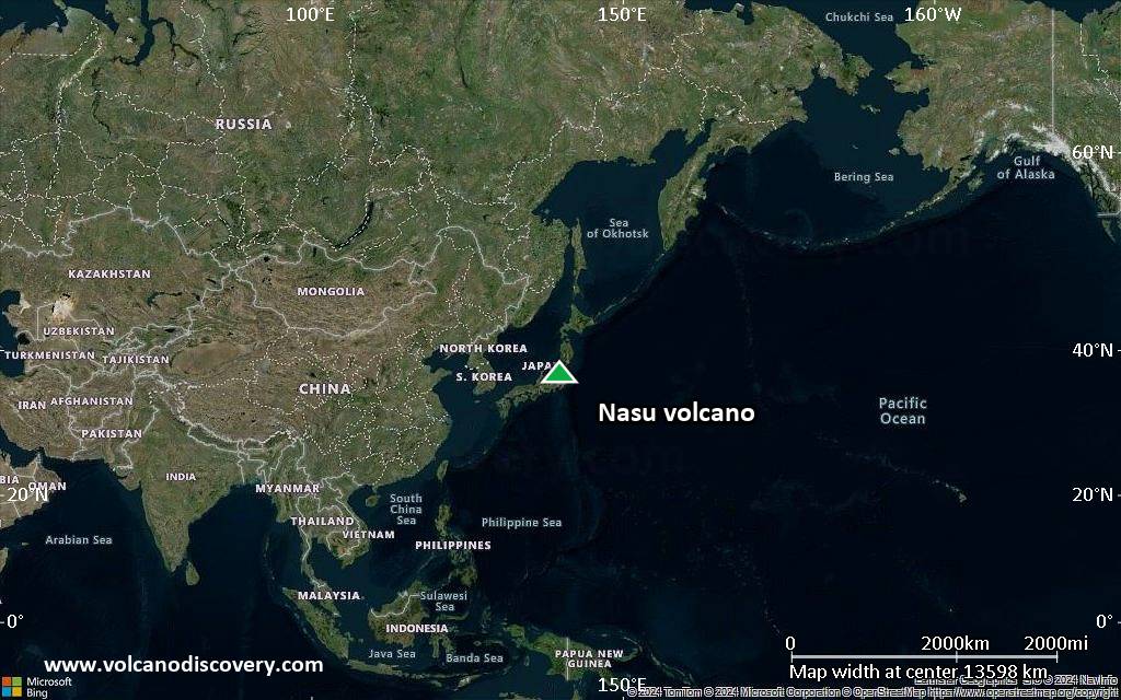 Satellite/aerial-type map of Nasu volcano (world scale)