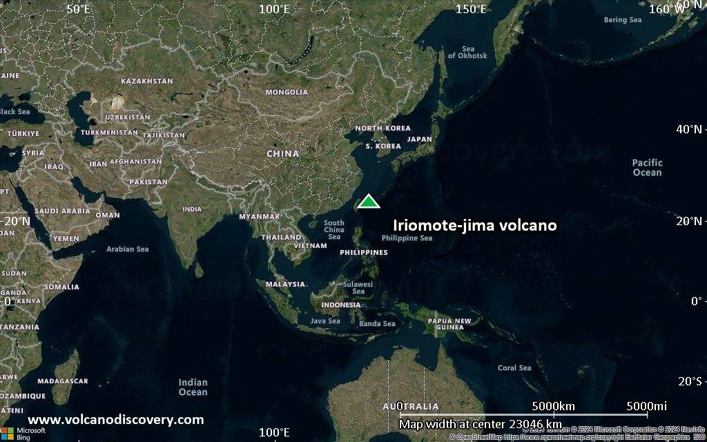 Satellite/aerial-type map of Iriomote-jima volcano (world scale)