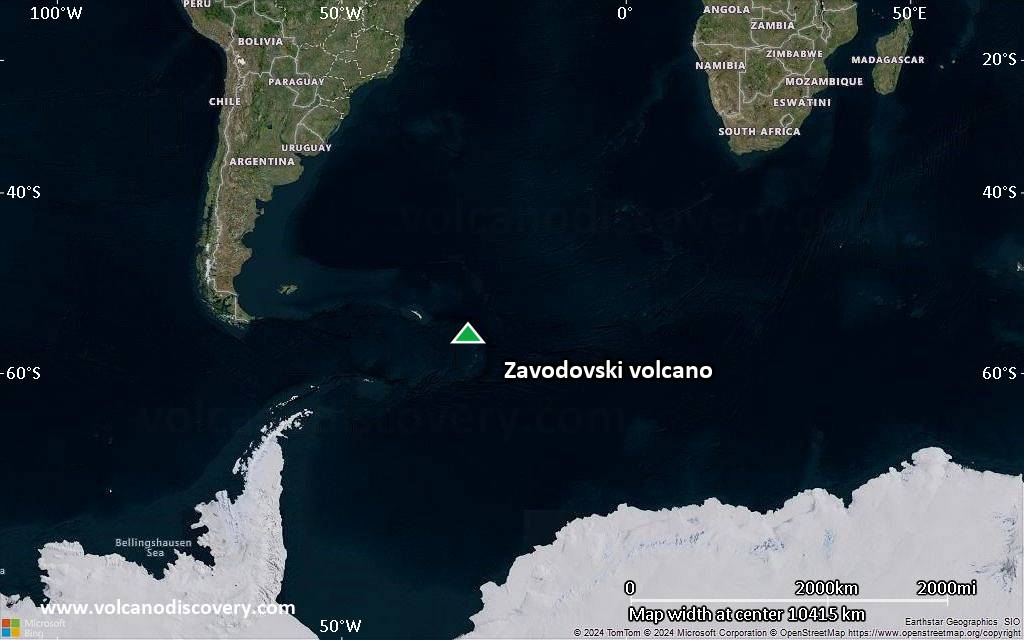 Satellite/aerial-type map of Zavodovski volcano (world scale)