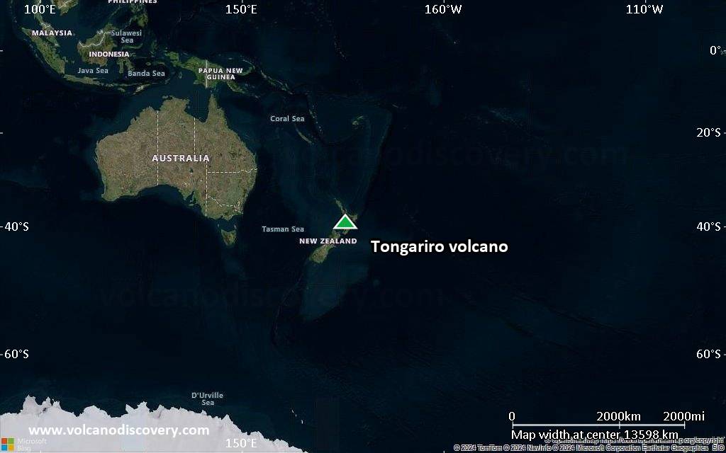 Satellite/aerial-type map of Tongariro volcano (world scale)