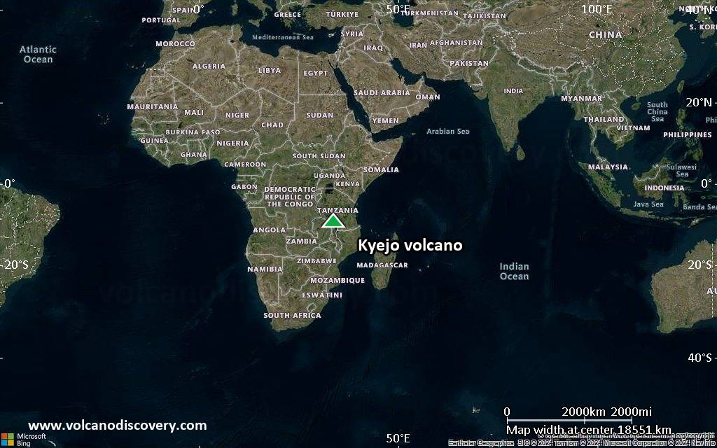 Satellite/aerial-type map of Kyejo volcano (world scale)