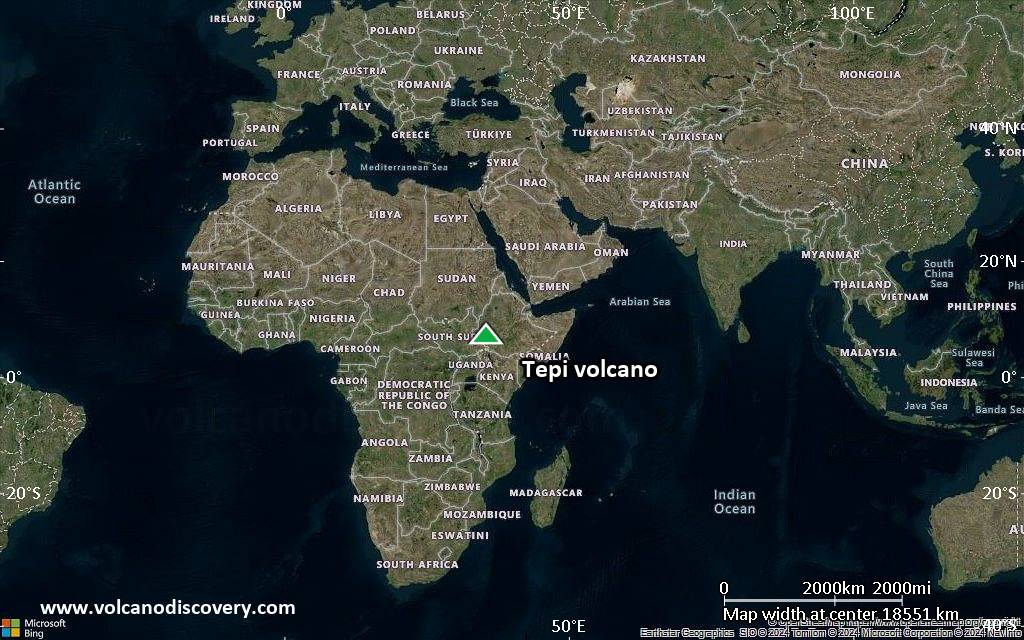Satellite/aerial-type map of Tepi volcano (world scale)