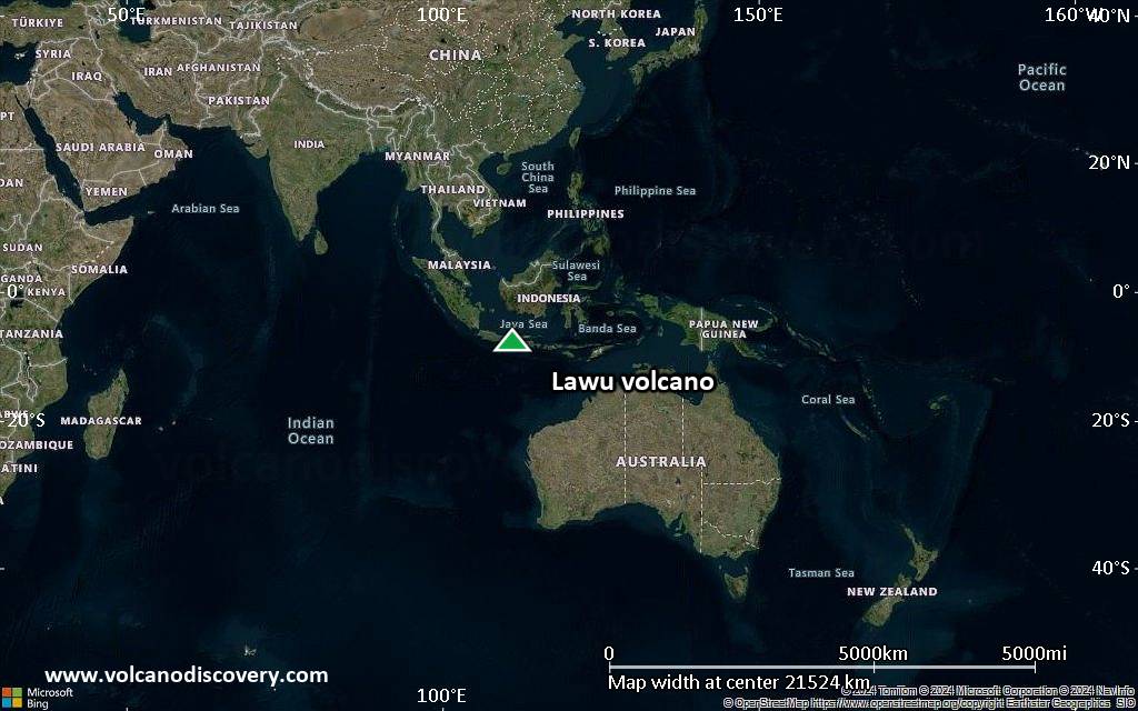 Satellite/aerial-type map of Lawu volcano (world scale)