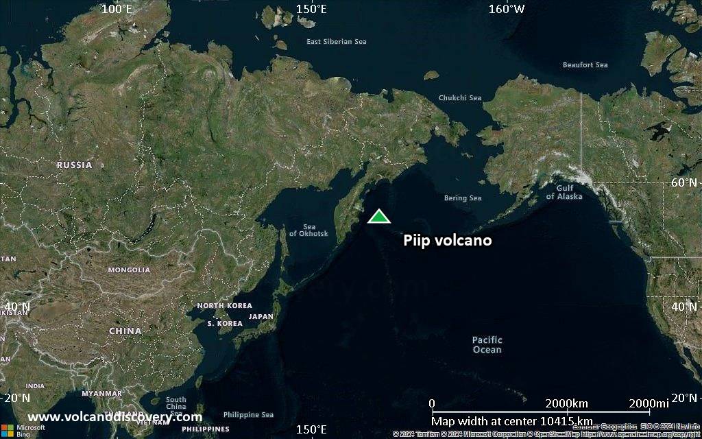 Satellite/aerial-type map of Piip volcano (world scale)