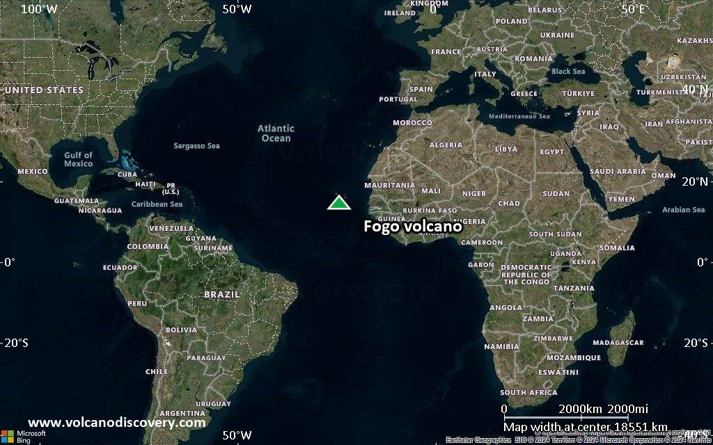 Satellite/aerial-type map of Fogo volcano (world scale)