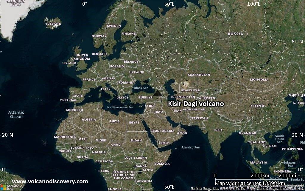 Satellite/aerial-type map of Kisir Dagi volcano (world scale)