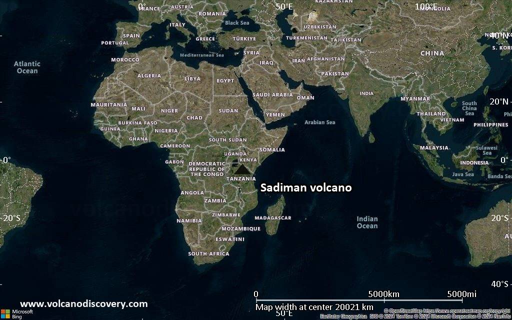 Satellite/aerial-type map of Sadiman volcano (world scale)