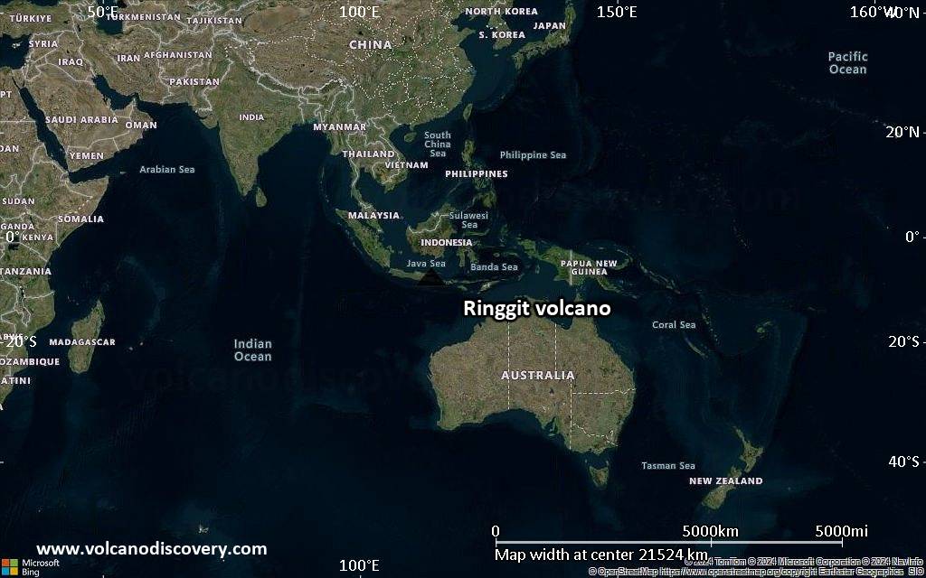 Satellite/aerial-type map of Ringgit volcano (world scale)