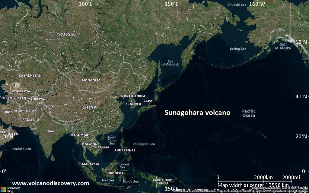 Satellite/aerial-type map of Sunagohara volcano (world scale)