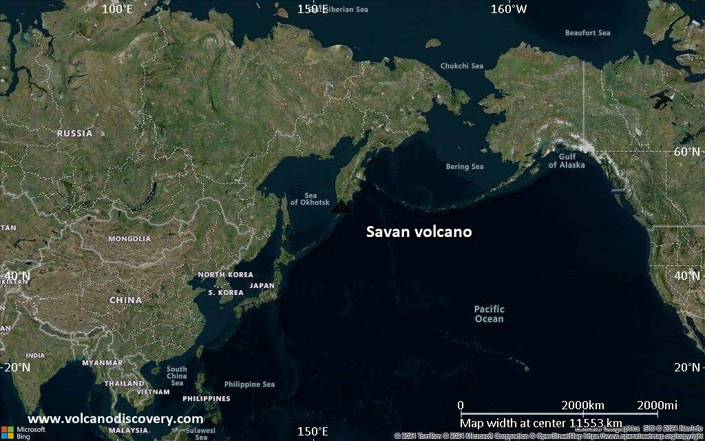 Satellite/aerial-type map of Savan volcano (world scale)