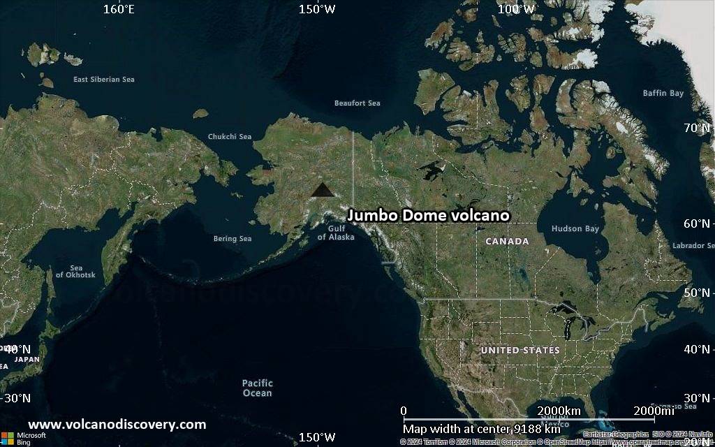 Satellite/aerial-type map of Jumbo Dome volcano (world scale)