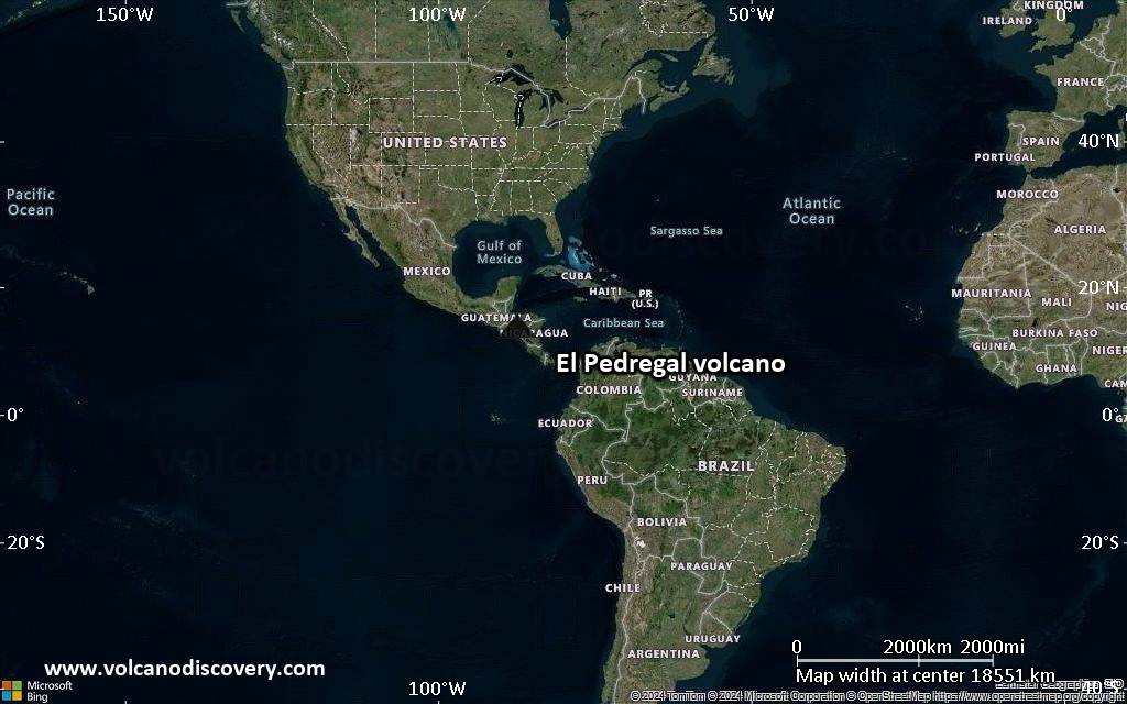 Satellite/aerial-type map of El Pedregal volcano (world scale)