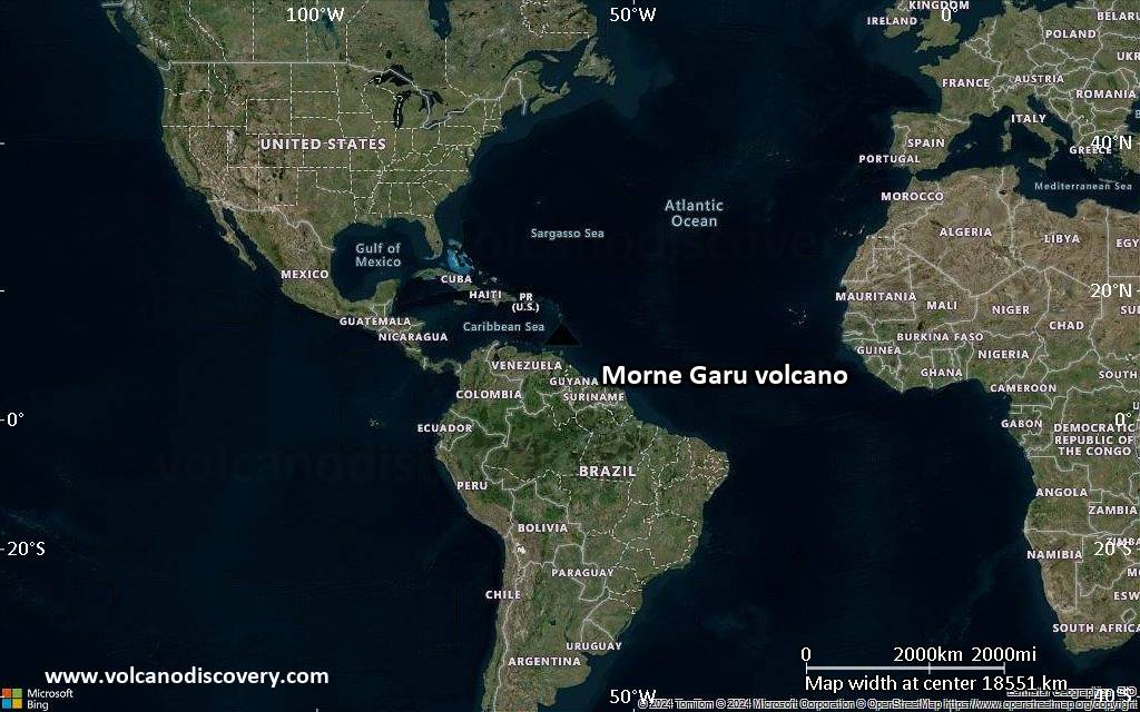 Satellite/aerial-type map of Morne Garu volcano (world scale)
