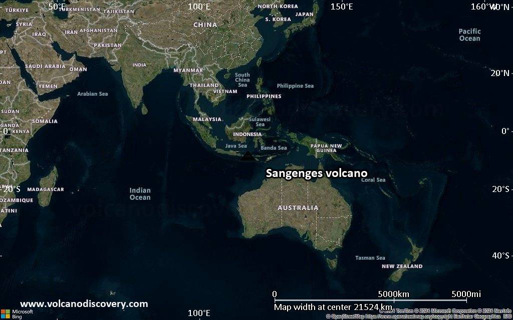 Satellite/aerial-type map of Sangenges volcano (world scale)