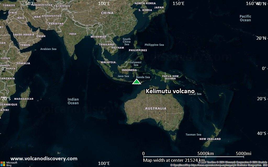 Satellite/aerial-type map of Kelimutu volcano (world scale)