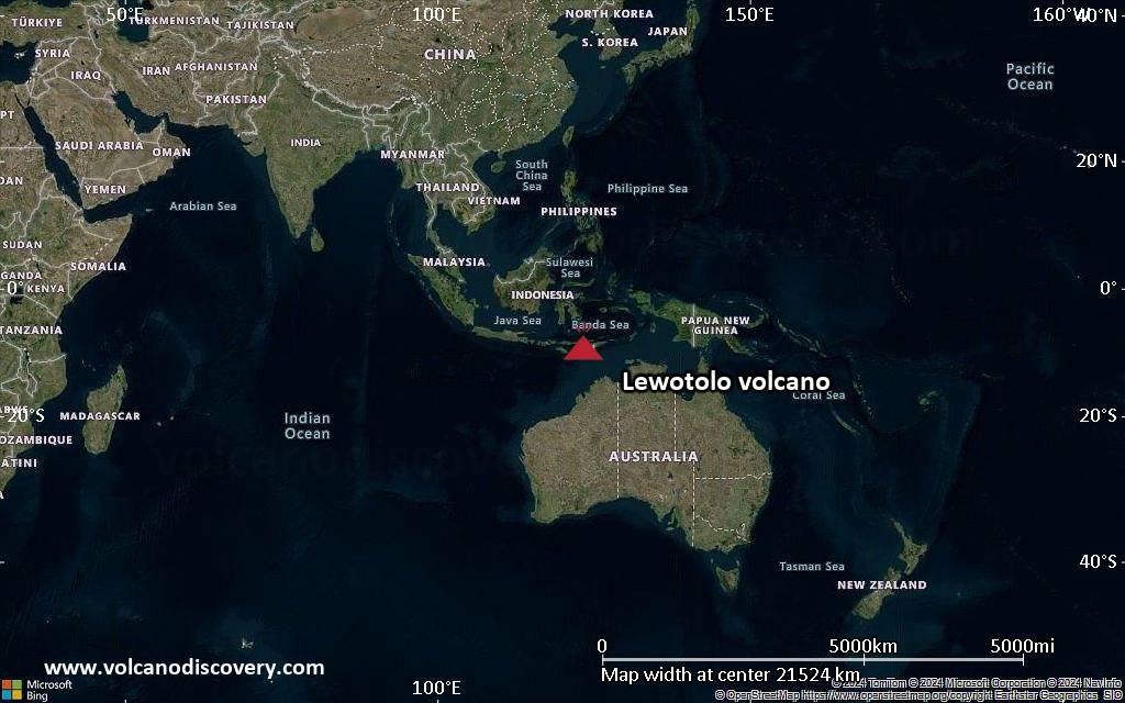 Satellite/aerial-type map of Lewotolo volcano (world scale)