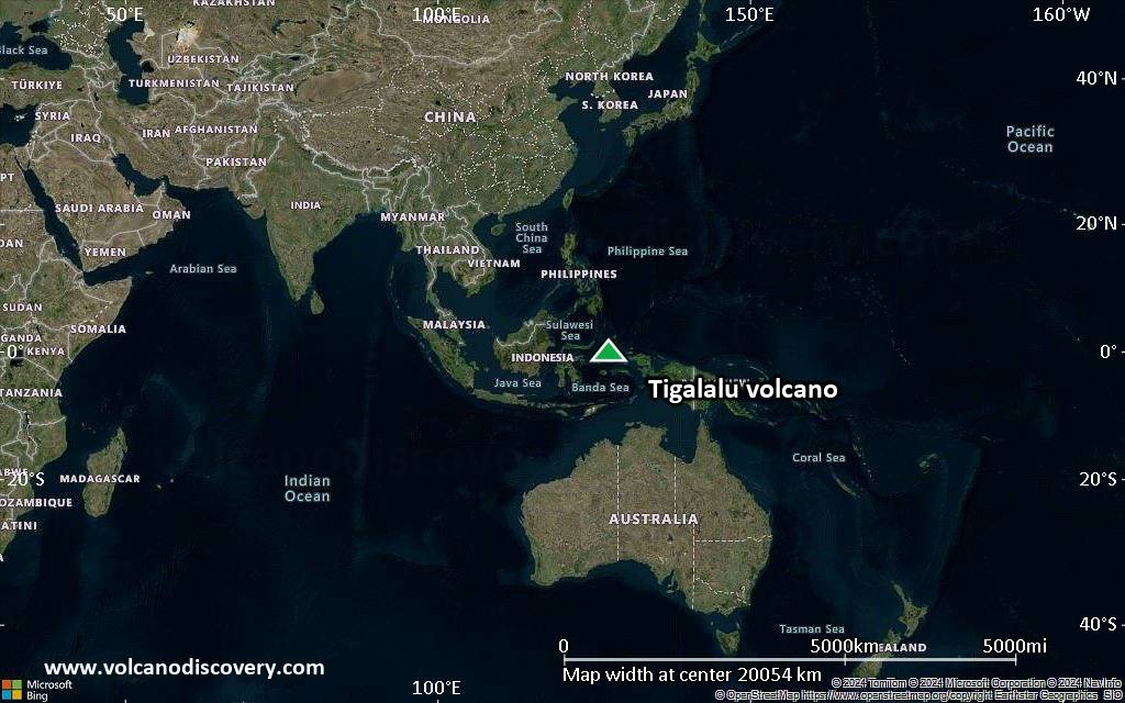 Satellite/aerial-type map of Tigalalu volcano (world scale)