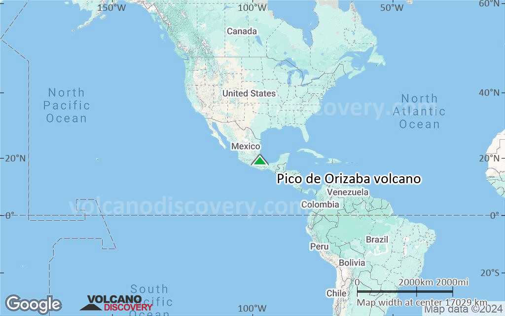 Terrain-type map of Pico de Orizaba volcano (world scale)