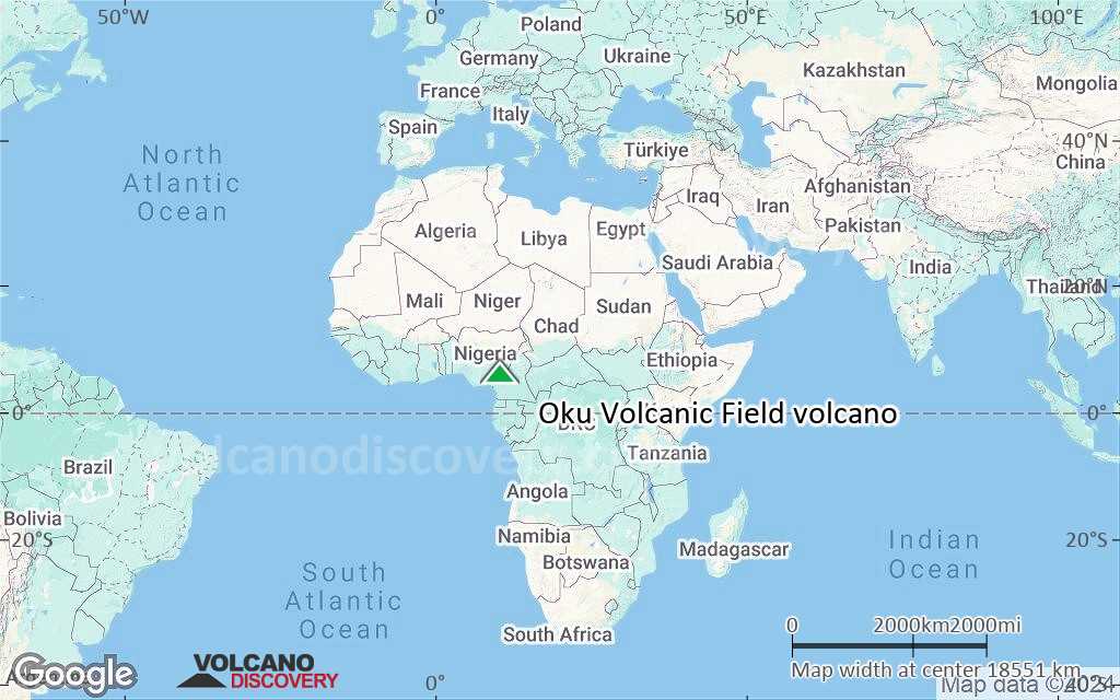 Terrain-type map of Oku Volcanic Field volcano (world scale)
