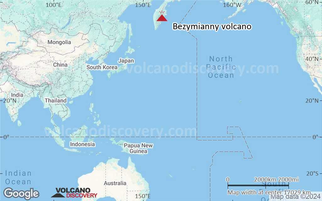 Terrain-type map of Bezymianny volcano (world scale)