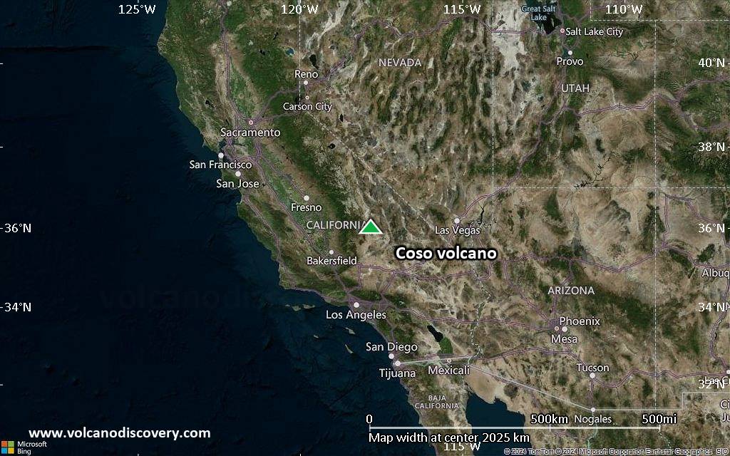 Satellite/aerial-type map of Coso volcano (region scale medium)